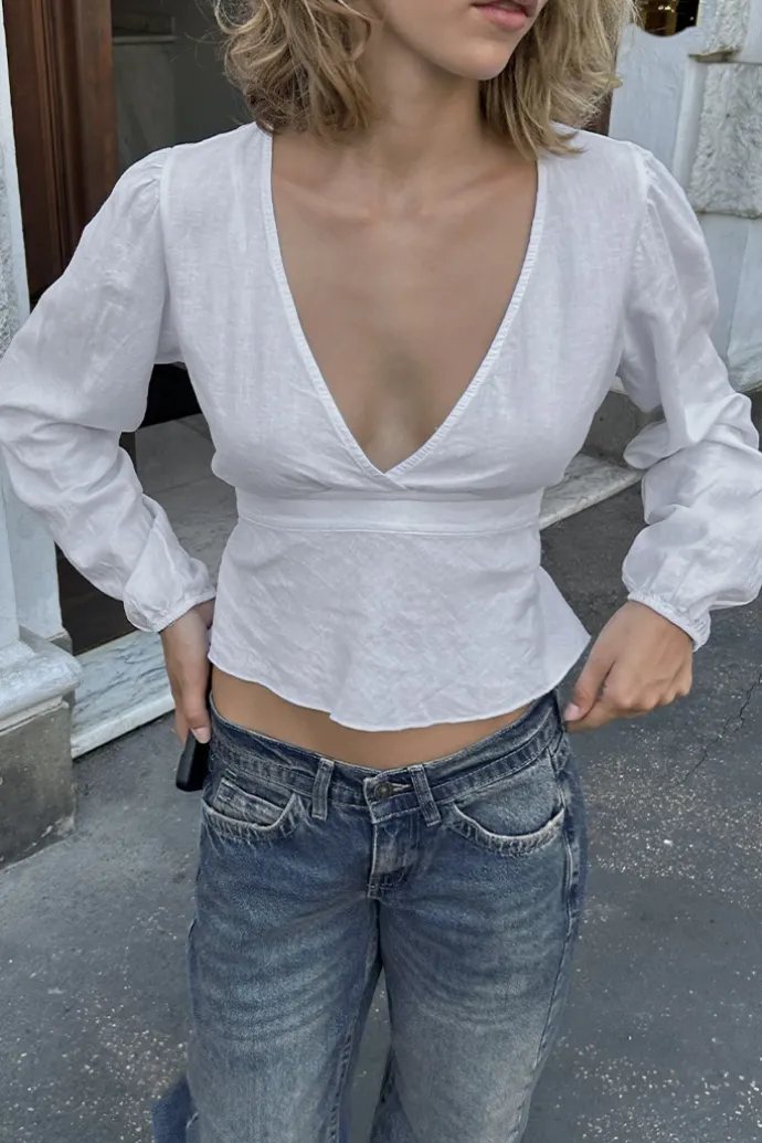 Donna Subdued Blusa con fiocco