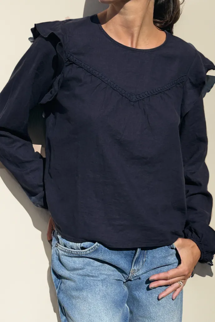 Donna Subdued Blusa con rouches