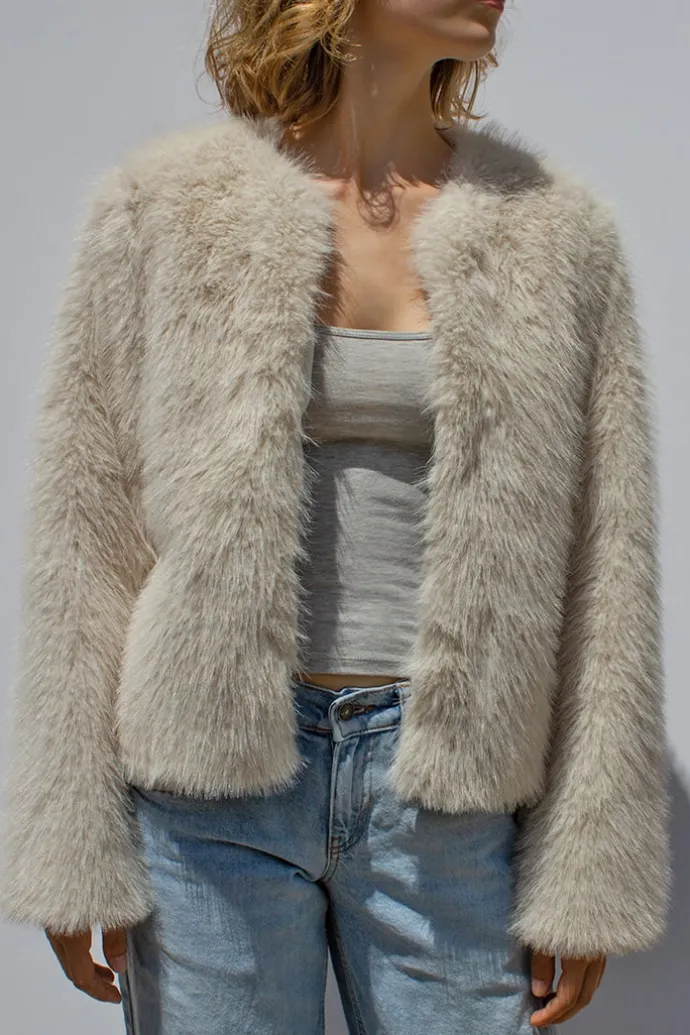 Donna Subdued Giacca ecopelliccia girocollo