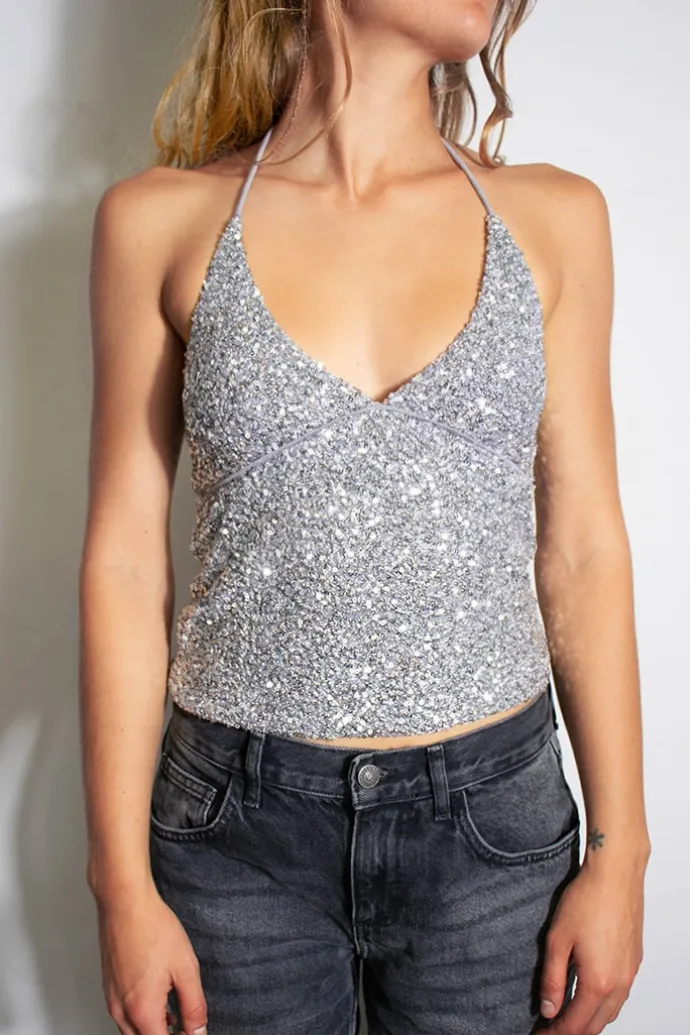 Donna Subdued Top paillettes