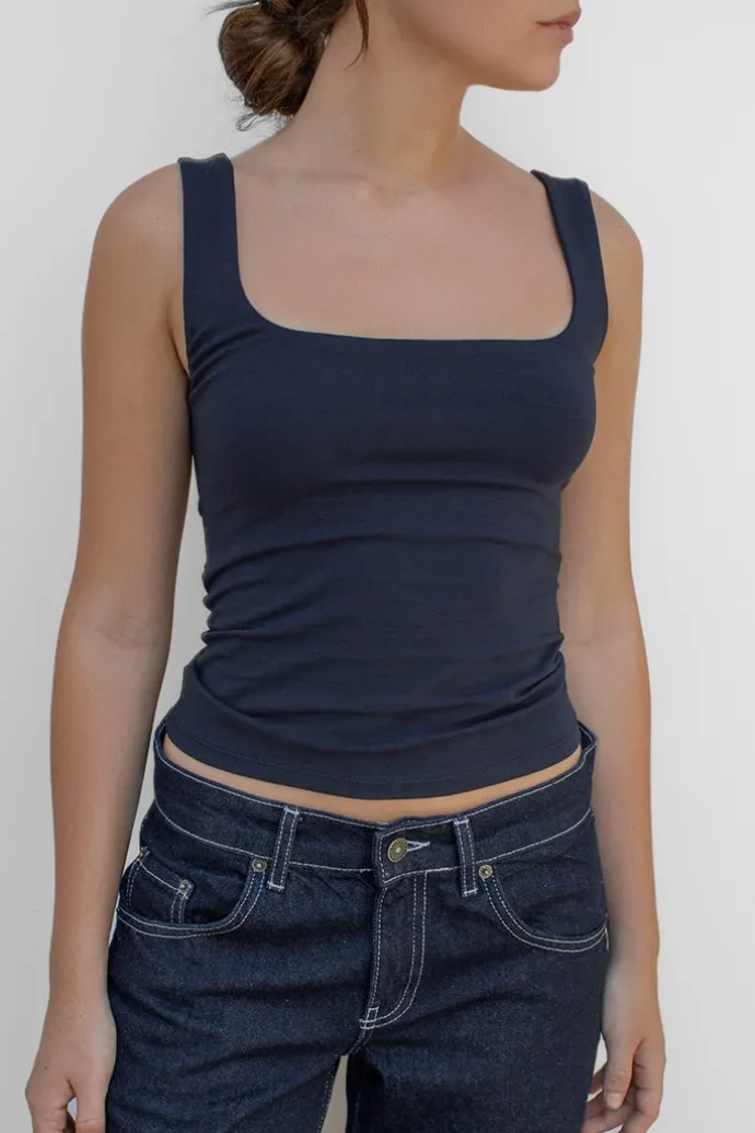 Donna Subdued Top scollo quadrato