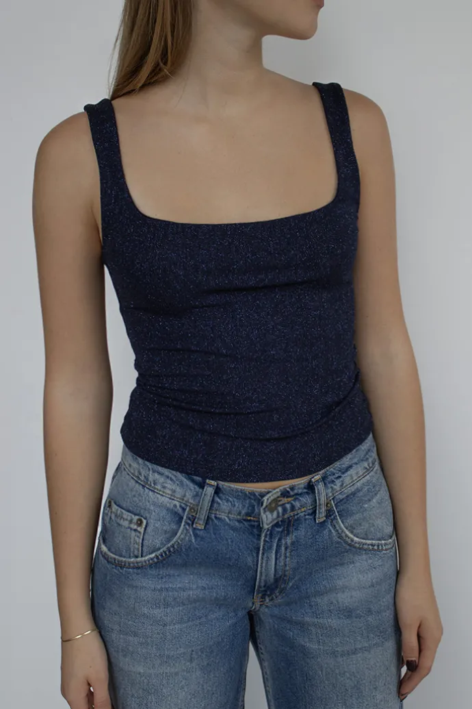 Donna Subdued Top scollo quadrato in lurex