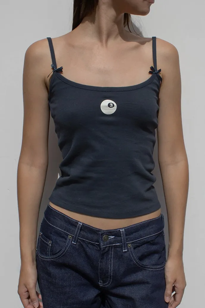 Donna Subdued Top scollo rotondo Billiard Ball